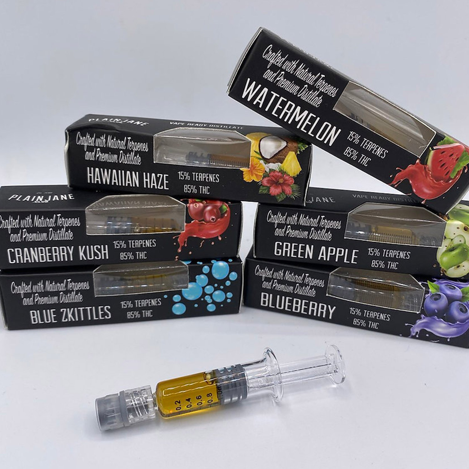 Black Vape Cartridge Boxes Syringe Set, Front View