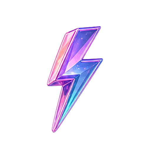 Cosmic Purple Shiny Lightning Bolt Sticker, Front View