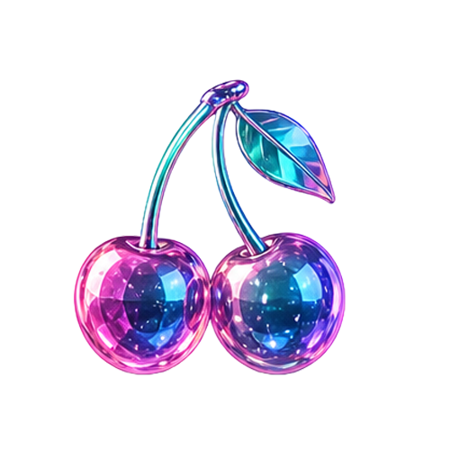 Cosmic Purple Cherries On Stem Sticker, Front View